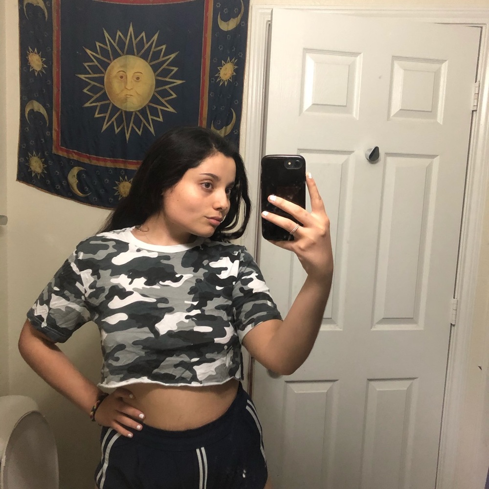 Army paint crop top